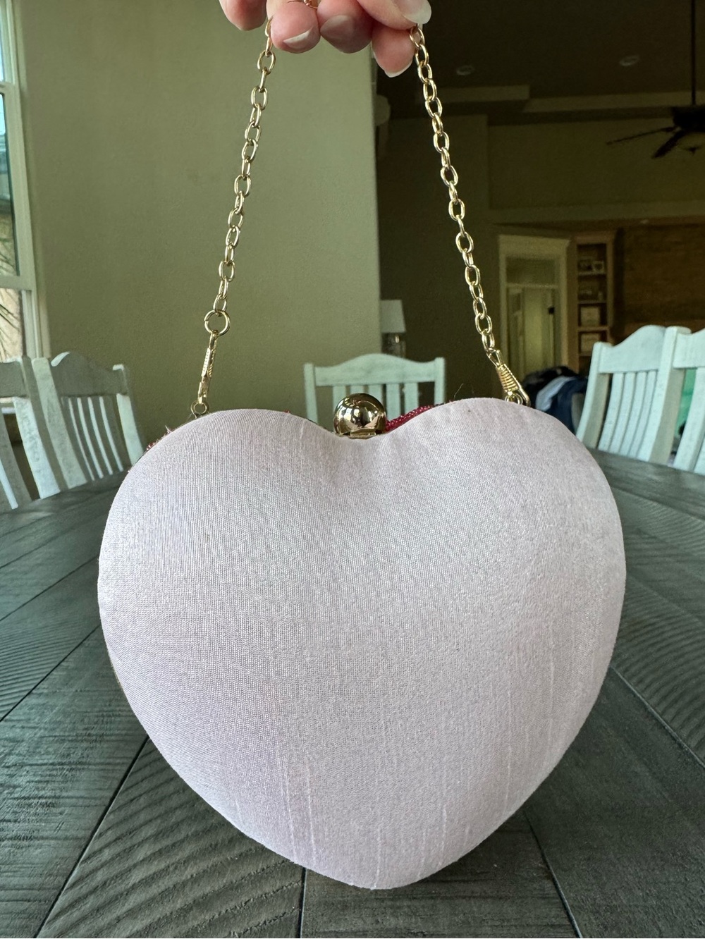 Lulu Pink & Red Beaded Heart Novelty Drip Handbag/Bag/Clutch - Picture 6 of 16
